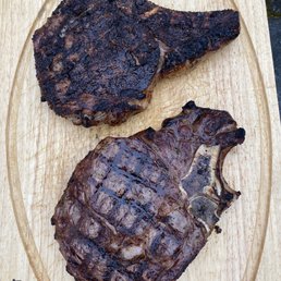 Ribeyes (one with a coffee rub) Ribeyes (one with a coffee rub)