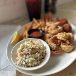 Zachry's Riverhouse - Georgia shrimp with cole slaw and fries