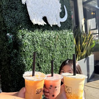Snoice - From left to right--Thai tea, Tutti Fruity, and Peach-Mango Blend - Bubble Tea Near Me - Spring Valley, California