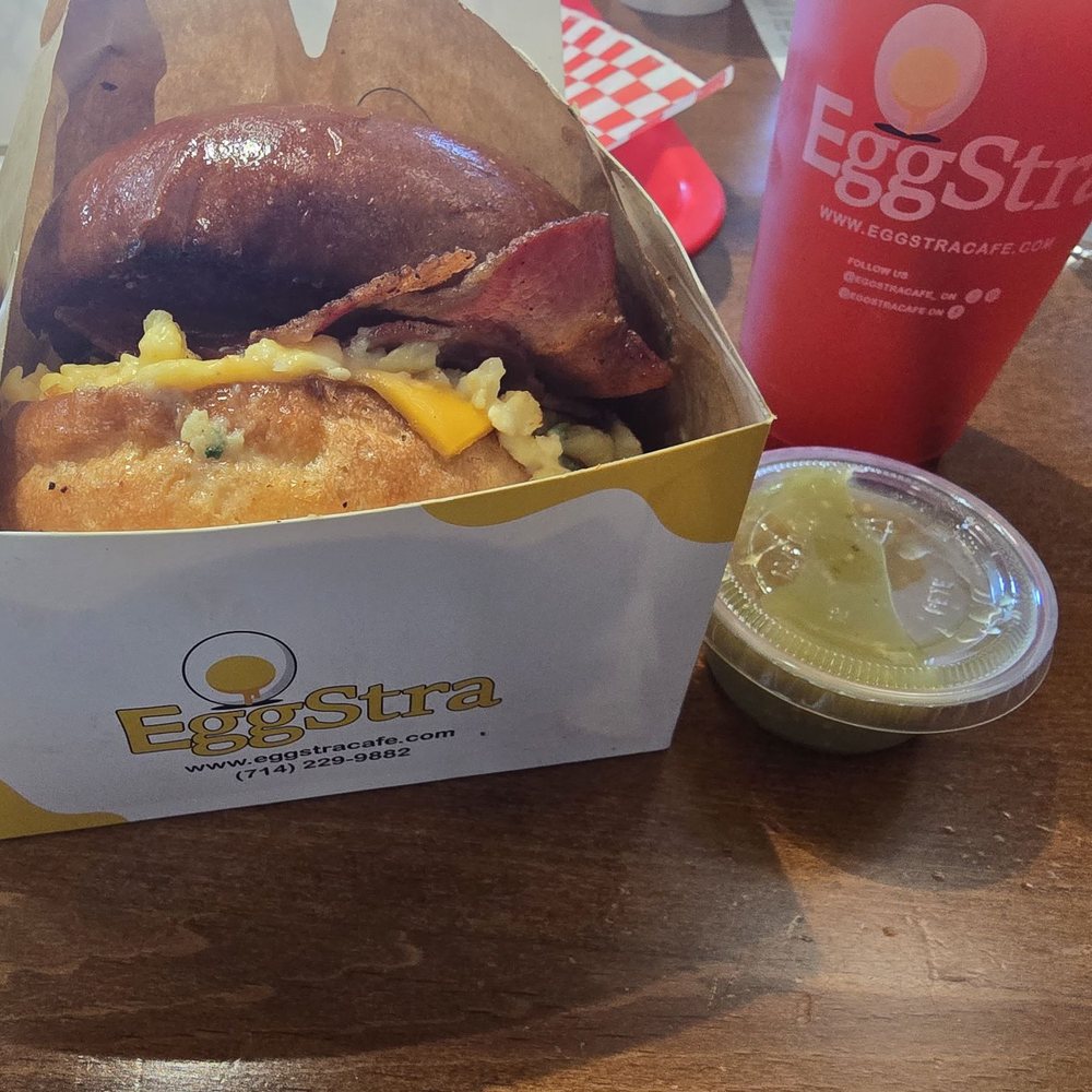 EggStra - Sausage and bacon and egg sandwich - Breakfast & Brunch Near Me - Buena Park, California EggStra - Sausage and bacon and egg sandwich - Breakfast & Brunch Near Me - Buena Park, California