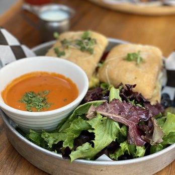 Kitchen Story - BEC Sandwich with tomato soup / dipping sauce - Breakfast & Brunch Near Me - Oakland, California