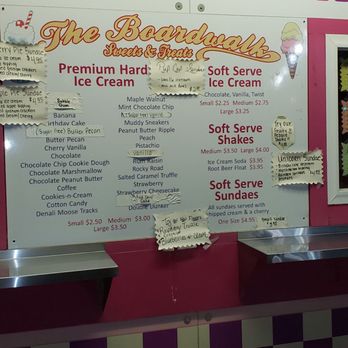The Boardwalk Sweets & Treats - a menu on the wall - Ice Cream & Frozen Yogurt Near Me - Hamlin, Pennsylvania The Boardwalk Sweets & Treats - a menu on the wall - Ice Cream & Frozen Yogurt Near Me - Hamlin, Pennsylvania