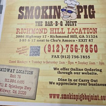 Smokin Pig - Menu - Southern Near Me - Richmond Hill, Georgia Smokin Pig - Menu - Southern Near Me - Richmond Hill, Georgia