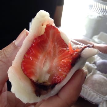 Two Ladies Kitchen - Delicious inside of the strawberry Mochi! - Bakeries Near Me - Hilo, Hawaii