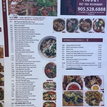 Pho B&T Viet Thai Restaurant - Menu - Thai Near Me - Hamilton, Ontario Pho B&T Viet Thai Restaurant - Menu - Thai Near Me - Hamilton, Ontario