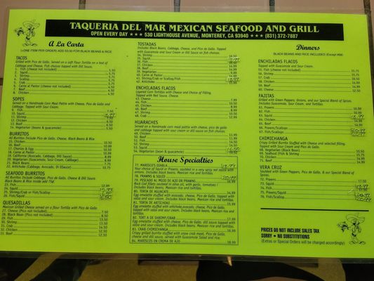 Menu photo 3 Taqueria Del Mar Monterey, CA