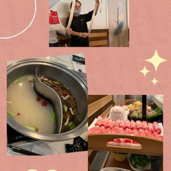 LaMei Hot Pot - 養生鍋 箘菇鍋 牛羊雙拼 魚片 牛喉 青菜 芋頭 鮮肉丸 招牌麵 全部都好好吃喔。炸鮮奶沾煉奶還不錯但有點油