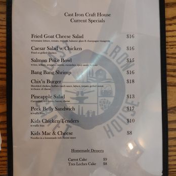 Cast Iron Craft House - Menu - Cocktail Bars Near Me - Warrenton, Virginia