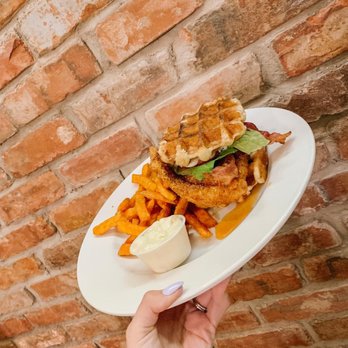 Five Bridges - We have a 4 different seasonal menus throughout the year along with a regular year round menu. This is our popular chicken and waffles. - Sports Bars Near Me - Riverview, New Brunswick