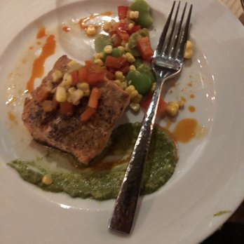 Vidrio - Seared Samos with corn succotash and basil pesto - Mediterranean Near Me - Raleigh, North Carolina