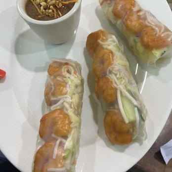 What The Pho - Grilled shrimp spring rolls with peanut sauce - Vietnamese Near Me - Plano, Texas What The Pho - Grilled shrimp spring rolls with peanut sauce - Vietnamese Near Me - Plano, Texas