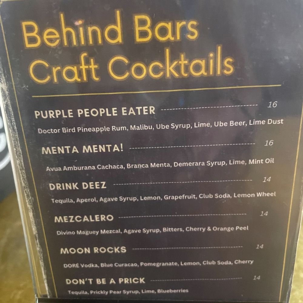 Behind Bars - Cocktail menu. - Bars Near Me - Pasadena, California Behind Bars - Cocktail menu. - Bars Near Me - Pasadena, California