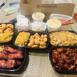 Joy Food - Bourbon chicken, sweet and sour chicken, Chicken Lo Mein Combination Platter, fried rice, 15. Egg Drop Soup, Rice (Steamed)