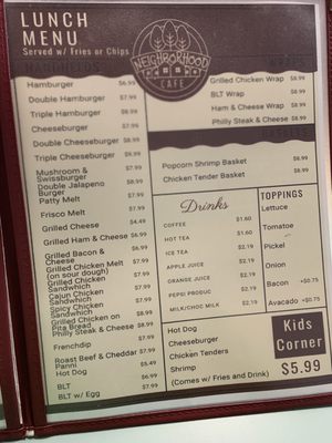 Menu photo 1 Neighborhood Cafe Crawfordsville, IN Menu photo 1 Neighborhood Cafe Crawfordsville, IN