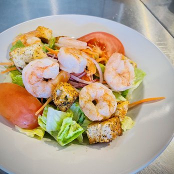 Tidewater Oyster Bar - House salad with added shrimp - Seafood Near Me - Wilmington, North Carolina Tidewater Oyster Bar - House salad with added shrimp - Seafood Near Me - Wilmington, North Carolina