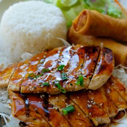Chicken plate with eggrolls