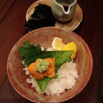 Rintaro - 2014.11.11 - uni donburi (hot rice with santa barbara uni, freshly grated wasabi, yuzu & toasted nori) - Izakaya Near Me - San Francisco, California Rintaro - 2014.11.11 - uni donburi (hot rice with santa barbara uni, freshly grated wasabi, yuzu & toasted nori) - Izakaya Near Me - San Francisco, California