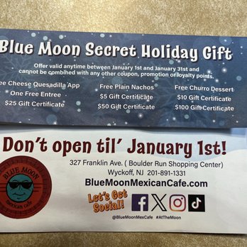 Blue Moon Mexican Café - Look at the options listed here. Then we get a percentage off superbowl catering?!? So misleading. - Mexican Near Me - Wyckoff, New Jersey