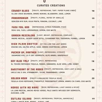 Cowboys and Poodles - Menu as of Summer 2025 - Cocktail Bars Near Me - Costa Mesa, California Cowboys and Poodles - Menu as of Summer 2025 - Cocktail Bars Near Me - Costa Mesa, California