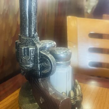 Spirit River Cafe - Novelty western salt and pepper holder side view. - Breakfast & Brunch Near Me - Apple Valley, California