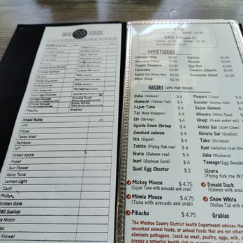 Umi Sushi - Nigiri menu and all you can eat order sheet front side - Sushi Bars Near Me - Reno, Nevada