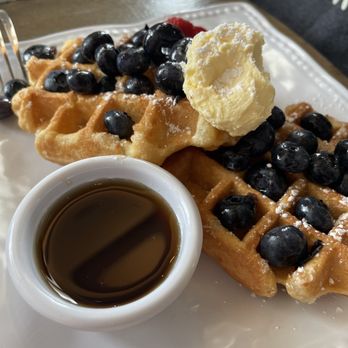 Le Petit Paris - Belgian waffles with blueberries - French Near Me - Atlantic Beach, Florida Le Petit Paris - Belgian waffles with blueberries - French Near Me - Atlantic Beach, Florida