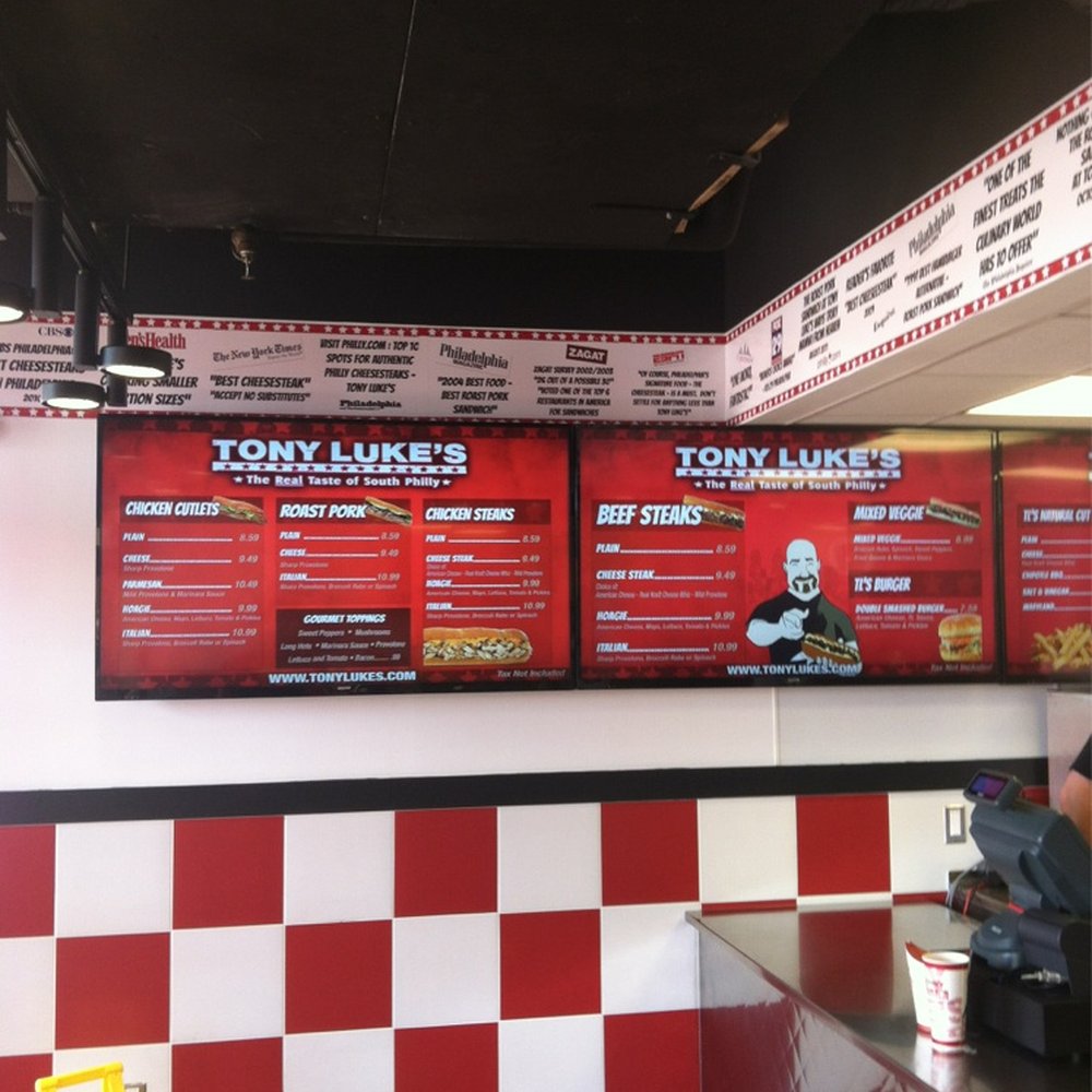 Tony Luke's - Menu board - Italian Near Me - Atlantic City, New Jersey Tony Luke's - Menu board - Italian Near Me - Atlantic City, New Jersey