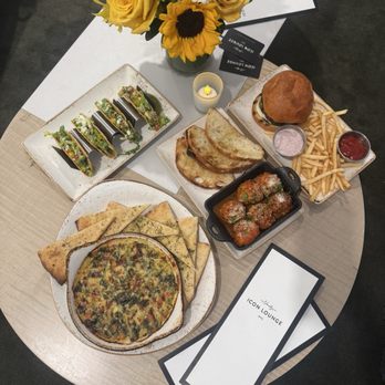 Icon Lounge at Nordstrom - 1. Chicken tacos 2. Meatballs 3. Burger 4. Spinach artichoke dip - Lounges Near Me - New York, New York Icon Lounge at Nordstrom - 1. Chicken tacos 2. Meatballs 3. Burger 4. Spinach artichoke dip - Lounges Near Me - New York, New York
