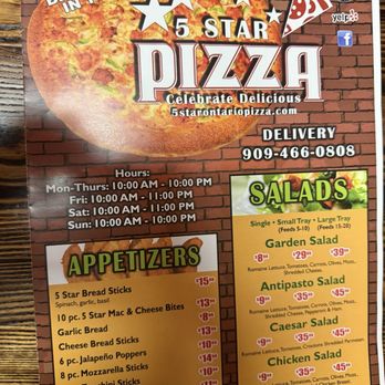 5 Star Pizza - Menu 12-2025 - Pizza Near Me - Ontario, California