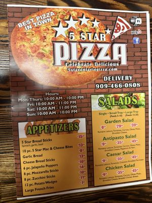 Menu photo 3 5 Star Pizza Ontario, CA