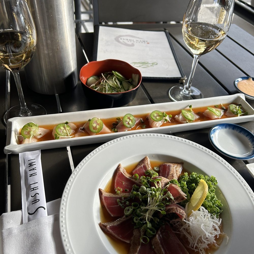 Tuna tataki, seared tuna in ponzu sauce and the flounder with jalapeños(not spicy). Cucumber Salad- very fresh. Tuna tataki, seared tuna in ponzu sauce and the flounder with jalapeños(not spicy). Cucumber Salad- very fresh.