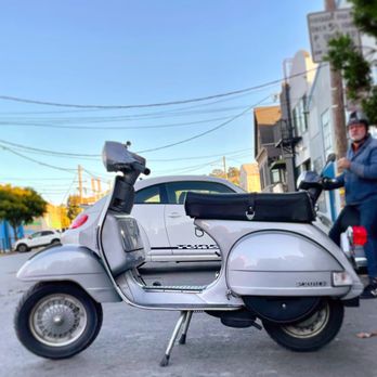 Qube Autobody - 1979 Vespa P200E with 42 year old stock paint, flaking off to the touch, gorgeously restored by QUBE Autobody today! - Auto Repair Near Me - San Francisco, California Qube Autobody - 1979 Vespa P200E with 42 year old stock paint, flaking off to the touch, gorgeously restored by QUBE Autobody today! - Auto Repair Near Me - San Francisco, California