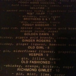 Drink menu Drink menu