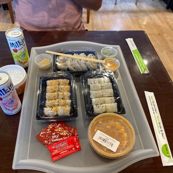 Sushi Don - Spicy crab meat, spicy tuna, regular Cali, and miso soup (my favorite!!) - Sushi Bars Near Me - Lafayette, Indiana