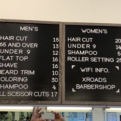 Cross Roads Barber Shop - Current prices 3/4/20