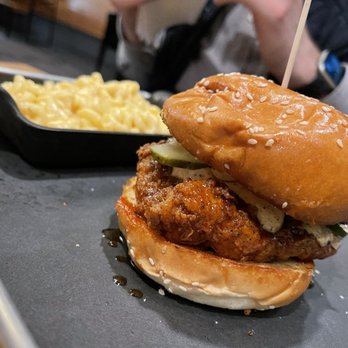 Chomp Kitchen and Drinks - Hot honey bbq chicken sandwich - American Near Me - Providence, Rhode Island Chomp Kitchen and Drinks - Hot honey bbq chicken sandwich - American Near Me - Providence, Rhode Island
