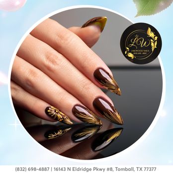 Lakewood Nails - Warm mocha stiletto nails featuring intricate golden floral art. Bold, sharp, and absolutely breathtaking! Book with us now! - Nail Salons Near Me - Tomball, Texas Lakewood Nails - Warm mocha stiletto nails featuring intricate golden floral art. Bold, sharp, and absolutely breathtaking! Book with us now! - Nail Salons Near Me - Tomball, Texas