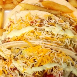 Reggae Infused Bites - Jeek tacos and fries...