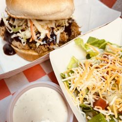 Jack Ruby’s Barbecue Company - Pulled pork sandwich and side salad