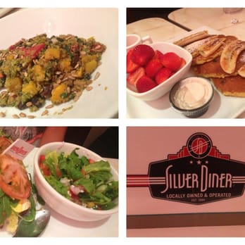 Silver Diner - Quinoa pesto salad, quinoa coconut pancakes and bison burger with salad. - Diners Near Me - Springfield, Virginia Silver Diner - Quinoa pesto salad, quinoa coconut pancakes and bison burger with salad. - Diners Near Me - Springfield, Virginia