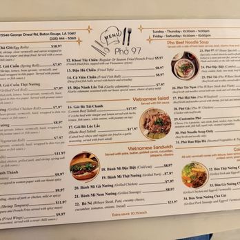 Pho 97 Baton Rouge - Menu 1 - Vietnamese Near Me - Baton Rouge, Louisiana