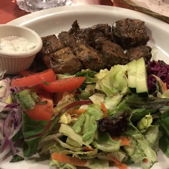 Bayshore Mediterranean Grill - Lamb Shish Kebab with salad: good but not great, meat was little little dry - Mediterranean Near Me - Tampa, Florida Bayshore Mediterranean Grill - Lamb Shish Kebab with salad: good but not great, meat was little little dry - Mediterranean Near Me - Tampa, Florida