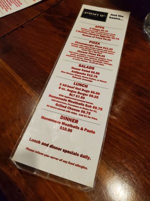 Menu photo 1 Jimmy D's Franklin, MA