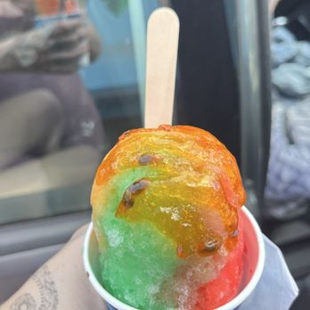 Waiola Shave Ice - rainbow ice w lilikoi syrup - Ice Cream & Frozen Yogurt Near Me - Honolulu, Hawaii
