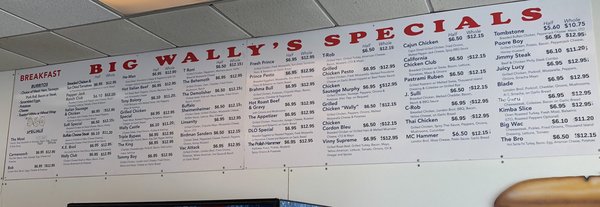 Menu photo 1 Big Wally's Subs Parlin, NJ