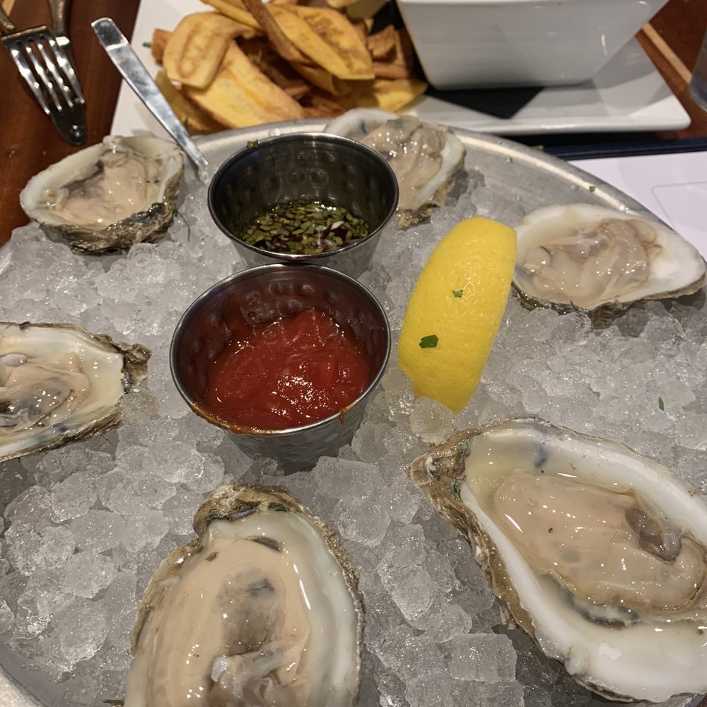 1229 Shine - Oysters and Civeche with dried banana chips - Seafood Near Me - Myrtle Beach, South Carolina
