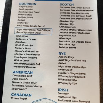High Tide - Whiskey List - Sushi Bars Near Me - Goodyear, Arizona