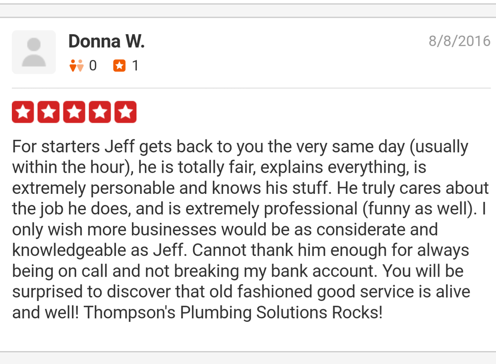 Slide of Thompson's Plumbing Solutions