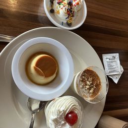 Flan, rice pudding, tres Leche, icecream