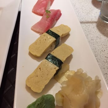 Kana Sushi - Tamago (front), Hamachi (back) - Japanese Near Me - Springfield, Virginia Kana Sushi - Tamago (front), Hamachi (back) - Japanese Near Me - Springfield, Virginia